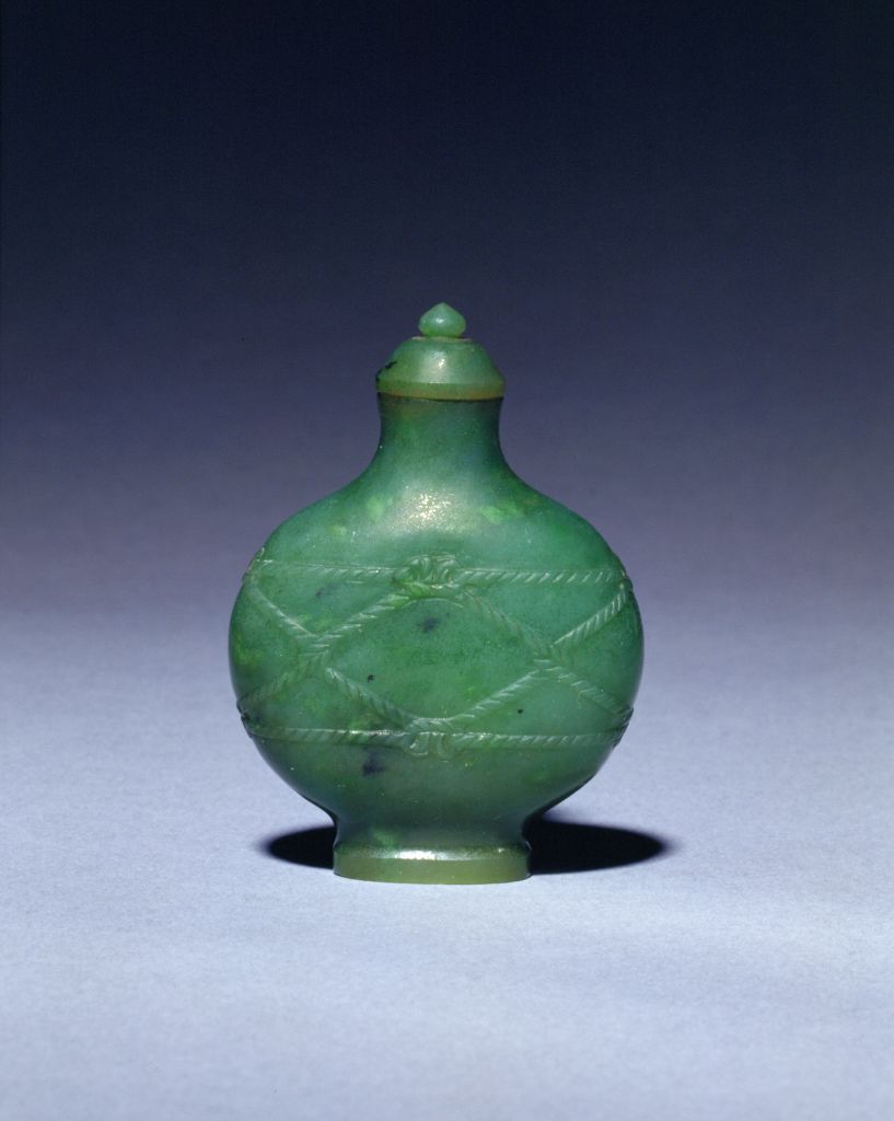 图片[1]-Jasper knotted rope pattern tobacco pot-China Archive